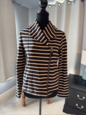 Splendid Black and Beige Striped Knit Top